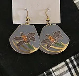 Laurel Burch Lavender Lily Enamel Earrings - Dangle /Drop NEW VINTAGE RARE