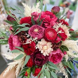 Fuchsia & Pink Wedding Bouquets, Rose Red Wedding Flowers, Bright Pink Bridal Bridesmaid Bouquet, Rustic Pink Wedding Silk Flower Bouquets