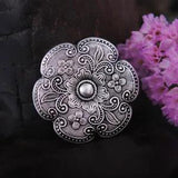 Handmade 990 Fine silver Peony Flower Ethnic Tribe Pendant Jewelry Handcrafted