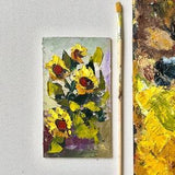 Sunflower painting Abstract flowers Impasto flowers Small wall art Sunflower gift