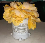Shabby Farmhouse Ceramic Vase Bright Yellow Floral Arrangement Real Feel Peonies