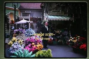 1962 Disneyland, Man at Carnation Flower Market, Original Slide c17b