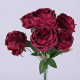 Red Roses Bouquet 17', Artificial Tall Roses, Rose Arrangement, Faux marsala roses bouquet, Silk burgundy roses, Wedding decor