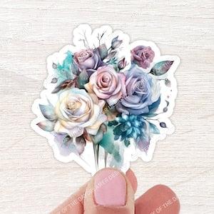 Pastel Rose Floral Sticker | Water Bottle Sticker | Flower Sticker | Notebook Sticker | Bright Stickers | Colorful Stickers | Rose Bouquet