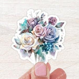 Pastel Rose Floral Sticker | Water Bottle Sticker | Flower Sticker | Notebook Sticker | Bright Stickers | Colorful Stickers | Rose Bouquet
