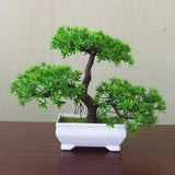 1PC Artificial Dried Flowers Green Welcoming Pine Bonsai Potted Plant Home Decor