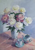 Oil Painting Bouquet Of Peonies Serdyuk B. Unframed Original Hanging nSerb512