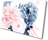 Peony Flower Peach Navy Floral SINGLE CANVAS WALL ART Picture Print