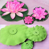 Simulation Plastic Fake Lotus Leaf Flower Water Lily Floating Pool Plant Decor