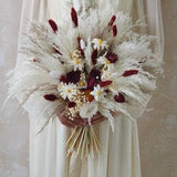 Burgundy Rose Bouquet,Fall Wedding,Wine bridal bouquet,Dried flower wedding,Boho Wedding Bouquet,Pampas Grass Bouquet,Rose Wedding Bouquet