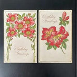 Day Lily & Wild Roses Antique Postcard : Posted 1909 : Gold Accents & Embossed