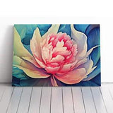 Watercolour Peony Flower Canvas Print Wall Art Framed Picture Home Decor Large