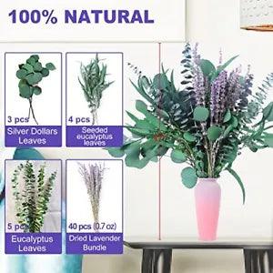 52 PCS Mix Dried Eucalyptus & Lavender Flowers Bundles for Shower, 17'' 52 pcs