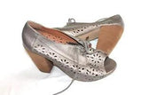 Lucky Brand Peony Metallic Powder Peep Toe Heel Shoes Size 8.5 38.5