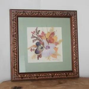 Pressed Flower Art - Signed by Maker - Wood Frame - In great condition