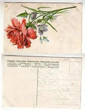 ca. 1910 PC - Red carnation and blue flowers   stk#YAKM
