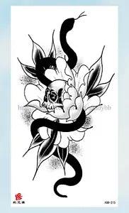 Halloween black totem flower peony large 8.25" temporary sexy tattoos