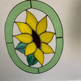 Medium Handmade Oval Sunflower Stained Glass Sun Catcher