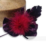 Marabou and Silk Velvet Wired 'Addilynn' Orchid Flower for Millinery and Hat Trimming - Plum