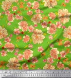 Soimoi Cotton Poplin Fabric Leaves & Peony Floral Print Fabric by-DdJ