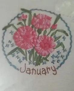 Bucilla Silk Ribbon Embroidery Kit  JANUARY CARNATION Flower of The Month ??94 C1
