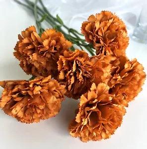 Real Touch Flower Stems Burnt Orange Carnation Stem Artificial Rust Orange x 1