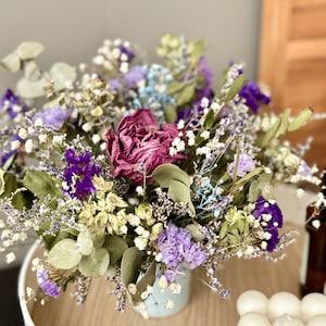 dried flower arrangements| dried flowers| dried florals| flower decor| purple flowers| purple dried flowers