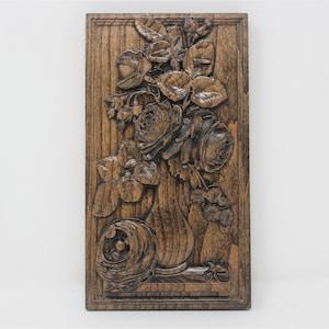 Wood Carving of Rose Bouquet/Wall Hanging/Wood Home Decor