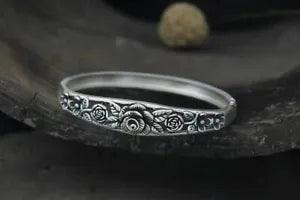 B25 Filigree Bangle Flower Peony 990 Fine Silver