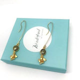 Gold Pyrite Drop Earrings, Woodland Jewelry, Orchid Earrings, Nature Inspired Jewelry, Boho Bride, Gift  Jewelry, Long Drop Earrings
