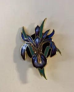 1991 Wm Spear Enamel on Copper Pin Iris Lily  Cloisonne for Lapel Hat Backpack