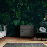 Tropical Monstera Leaves Wallpaper, Dark Forest Peel and Stick wallpaper, green tropical leaves, Peel and Stick, temporary wallpaper