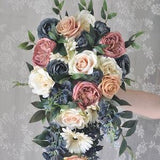 Cascade bridal bouquet, Dusty Blue, Dusty Rose, Rose Quartz, Flower Bouquet, Wedding Flowers, Bridal Bouquet, Cascade Bouquet, Bride Bouquet