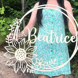 Name sign, Flower circle name, Peronalized name, Wood name, Wood name, Flower circle with first name, Sunflower circle, Sunflower circle