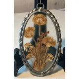 Vintage Lasting Impressions Real Dried Pressed Flowers In Glass W/ Metal Frame