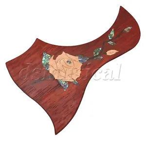 Redwood Wooden Guitar Red Carved Pickguard Peony Flower :10 x 15 x 0.2cm