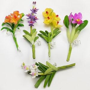 5 Blank Orchid Dollhouse Miniature  Accessories Artificial Plant Fairy Garden Ornament Home Decor Scale 1:12 DIY