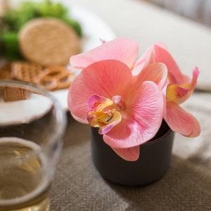 Artificial Flower Mini Real Touch Orchid in Pot Pink