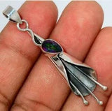 Lily Flower - Rainbow Topaz 925 Sterling Silver Pendant Jewelry Necklace 0554