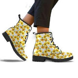 Sunflower Combat Boots - Sunflower Pattern Booties - Winter Boots - Flower Print Ankle Boots For Women / Men - Gift For Sunflower Lovers