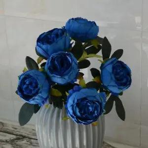 7 Heads Artificial Peony Bouquets Wedding Flowers Blue Red Silk Peonies Flower