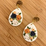Polymer Clay Floral Bouquet earrings, Boho Clay earrings, Flower Earrings, Lightweight Unique Earrings, Christmas Gift For Her
