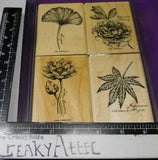 STAMPIN UP ORIENTAL GARDENS 4 RUBBER STAMPS GINKGO PEONY MAPLE LILY CREAKYATTIC