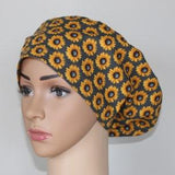 Nurse Scrub Hat, Surgical Scrub Cap, Euro Scrub Hat, Dental Scrub Cap, Grey Scrub Hat, OR Cap, Women's Scrub Hat, Sunflower Scrub Cap