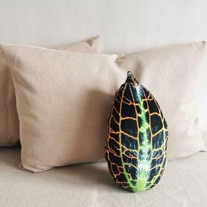 Rare plant Jewel Orchid pillow for botanical home decor. Housewarming botanical gift. Plant leaf shaped pillow