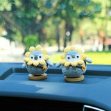 Crochet Sunflower Penguin Car Dashboard Decor, Anime Car Accessories, Chunky Penguin Car Interior Accessories for women/Teens/Men