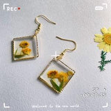 Sun Flower and Tulip Earring |  choice of 2 |  Square shape earring | hook earring | dangle earring | pink and yellow earring