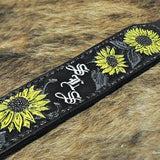 Yellow Sunflowers Custom Leather Strap with Initials