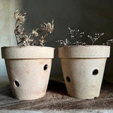 2 Antique French terra cotta orchid planter pots. Unglazed. 1950s. FRANCE