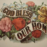 GOD Bless our Home Print CURRIER and Ives Picture, Vintage Reprint Pages 1800s, 1 LARGE Pictures /Frame or Decoupage